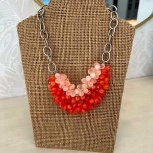 Loft Orange and Pink Beaded Layered Necklace